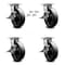 Service Caster 8 Inch Glass Filled Nylon Caster Set with Roller Bearing and Brakes/Swivel Locks SCC-35S820-GFNR-SLB-BSL-4 - alternate 1